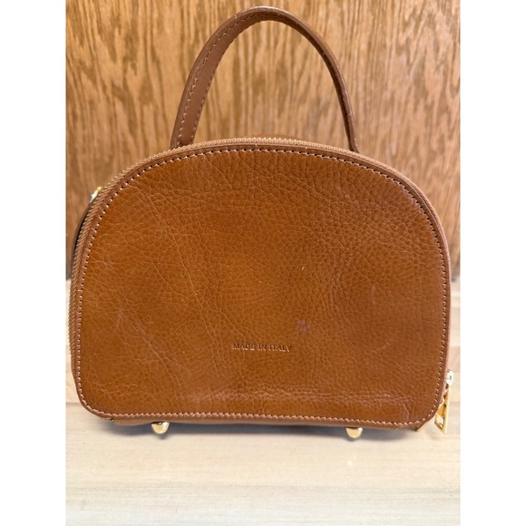 DIVINA FIRENZE Brown Leather Satchel Dome Handbag Made in Italy - Picture 1 of 11